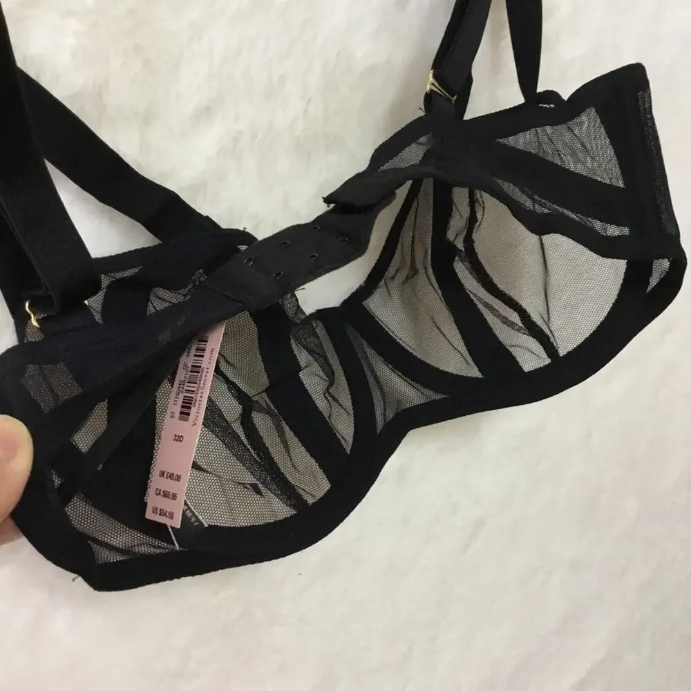 Victoria Secret Black Unlined Mesh Balconette Bra - Picture 6 of 10